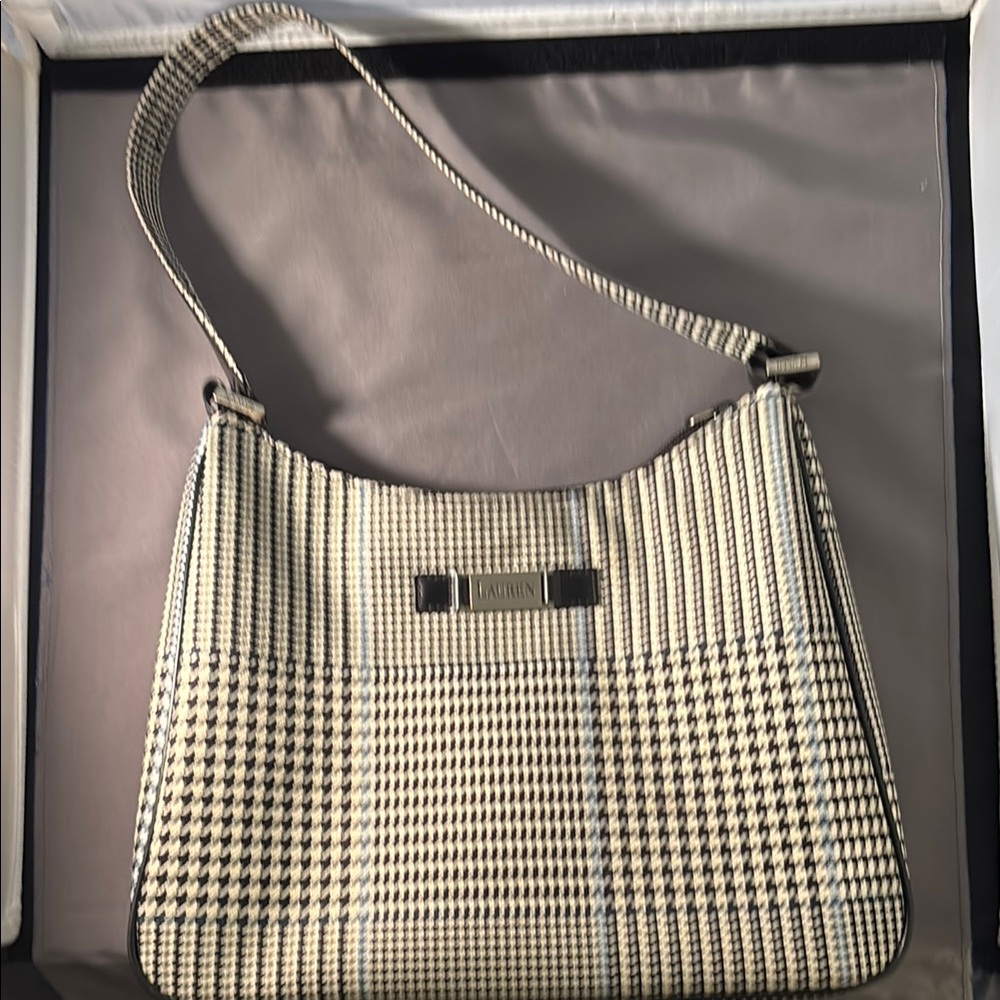 Houndstooth Shoulder Bag - Black and Cream